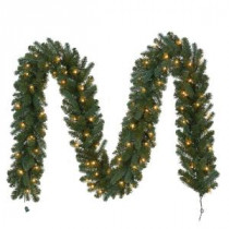 12 ft. Pre-Lit Fairwood Garland x 340 Tips with 100 UL Indoor/Outdoor Clear Lights-GTC0P3A01C00 206795380