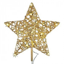 12 in. 18-Light LED Gold Five Star Metal Tree Topper-TF04-1WY012-A 202938528