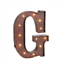 12 in. H "G" Rustic Brown Metal LED Lighted Letter-92669G 206625105