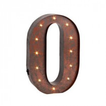12 in. H "O" Rustic Brown Metal LED Lighted Letter-92669O 206625113