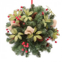14 in. Unlit Artificial Kissing Ball with Red Berries and Pinecones-2168200HD 205080229