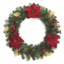 30 in. Unlit Burgundy Poinsettia Artificial Wreath-2258460HD 206005431