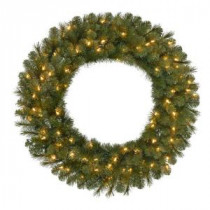 36 in. Pre-Lit LED Wesley Pine Artificial Christmas Wreath x 250 Tips with 100 UL Indoor/Outdoor Warm White Lights-GD30M2L46L01 206795419