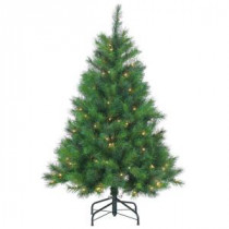 4.5 ft. Pre-Lit Mixed Needle Wisconsin Spruce Artificial Christmas Tree with Clear Lights-5955--45C 300620022