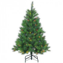 4.5 ft. Pre-Lit Mixed Needle Wisconsin Spruce Artificial Christmas Tree with Multicolored Lights-5955--45M 300620024