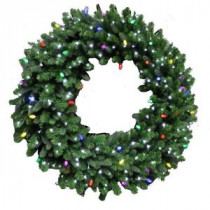 48 in. LED Pre-Lit Artificial Christmas Wreath with Micro-Style Pure White and C7 Multi-Color Lights-4723173-30HO 206771057