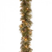 6 ft. Glittery Bristle Pine Garland with Battery Operated Warm White LED Lights-GB3-300-6A-B1 300330541