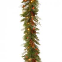 6 ft. White Pine Garland with Battery Operated Warm White and Red LED Lights-DC13-116-6B/B-1 300330521