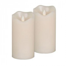 6 in. H Battery Operated Bisque, Vanilla Scent Motion Flame Wax Timer Candle (Set of 2)-42544 206504451
