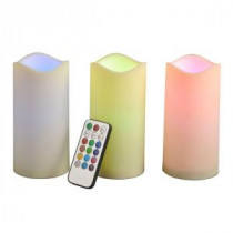 6 in. H Battery Operated Indoor/Outdoor Candle with Color-Changing Remote (Set of 3)-41537 206504437