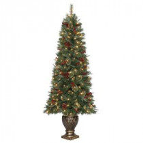 6.5 ft. Hayden Pine Potted Artificial Christmas Tree with 200 Clear Lights-TG66P4457C00 205152710