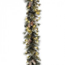9 ft. Glitter Pine Garland with Clear Lights-GP1-300-9A-1 300330584