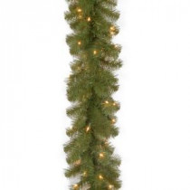 9 ft. North Valley Spruce Garland with Clear Lights-NRV7-302-9A-1 300330529