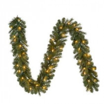 9 ft. Pre-Lit LED Wesley Pine Garland x 170 Tips with 60 UL Plug-In Indoor/Outdoor Warm White Lights-GT90M2L46L03 206795417