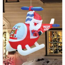 Airflowz 6 ft. Inflatable Hanging Animated Santa Helicopter Reindeer-74657 206996241