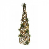 Alpine 24 in. Rattan and Berry Christmas Cone Tree with 20 LED Lights-CIM158HH 207140316