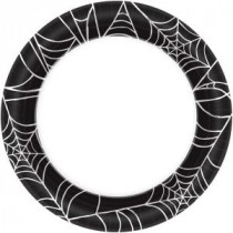 Amscan 6.75 in. x 6.75. in. Spider Web Round Paper Plate (40-Count, 8-Pack)-541293 300598926