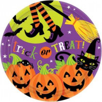 Amscan 9 in. x 9 in. Witch’s Crew Round Paper Plates (18-Count, 3-Pack)-751518 300598925
