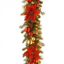 Decorative Collection 9 ft. Home for the Holidays Garland with Clear Lights-DC13-110L-9B-1 300330583
