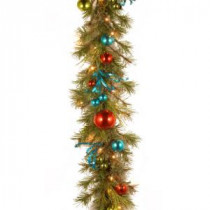 Decorative Collection 9 ft. Retro Garland with Battery Operated Warm White LED Lights-DC13-141-9CB-1 300330523