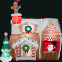 Gemmy 107.48 in. L x 43.31 in. W x 106.3 in. H Inflatable Animated Gingerbread House-83699X 300060725