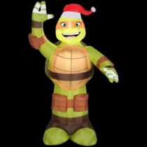 Gemmy 3.5 ft. LED Inflatable Michelangelo with Santa Hat-35497 205081107