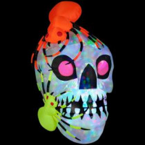 Gemmy 45.28 in. W x 48.03 in. D x 72.05 in. H Inflatable Light Show Skull with Spiders - Kaleidoscope-51917X 205469571