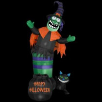 Gemmy 46.06 in. W x 26.77 in. D x 65.75 in. H Animated Inflatable Wobbling Witch Scene-63680X 205469593