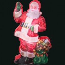 Gemmy 46.46 in. L x 29.53 in. W x 83.86 in. H Inflatable Photorealistic Illustrated Santa with Gift Bag-38768X 300060722