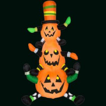 Gemmy 48.03 in. L x 29.92 in. W x 90.16 in. H Inflatable Animated Whimsy Pumpkin Stack-70764X 300060749
