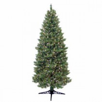 General Foam 7 ft. Pre Lit Slender Spruce Artificial Christmas Tree with Clear Lights-HD-LP7000 203321274