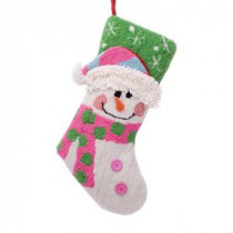Glitzhome 19 in. Polyester/Acrylic Hooked 3D Snowman Christmas Stocking-JK25655PFSN 207053509
