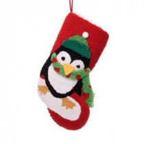 Glitzhome 19 in. Polyester/Acrylic Hooked Christmas Stocking with 3D Penguin-JK26185PF 207053506