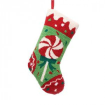 Glitzhome 19 in. Polyester/Acrylic Hooked Christmas Stocking with Candy-JK26187WA 207053507