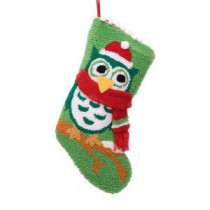 Glitzhome 19 in. Polyester/Acrylic Hooked Christmas Stocking with Owl-JK26185WG 207053503