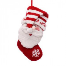 Glitzhome 20 in. Polyester/Acrylic Hooked Christmas Stocking with 3D Santa-JK13403WSA 207053505