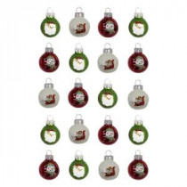 Home Accents Holiday 1 in. Round-Santa Snowman and Sleigh Ornament (20-Count)-68002 206954207