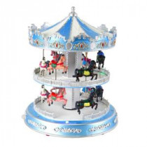 Home Accents Holiday 11.81 in. Animated Turning Double Decker Carousel-6244-12645 206954039