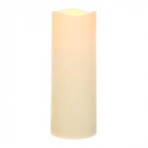 Home Accents Holiday 12 in. Bisque Pillar Outdoor Resin LED Timer Candle-39222HD 205915119