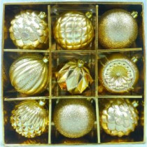 Home Accents Holiday 130 mm Gold Shatterproof Ornament (9-Count)-C-16916A 206954438