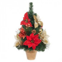 Home Accents Holiday 24 in. H Red and Gold Poinsettia Tree in Gold Pot-2323310HD 206954299