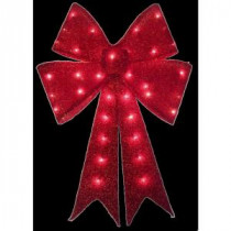 Home Accents Holiday 24 in. Pre-Lit Red Tinsel Bow-TY419-914 202532532
