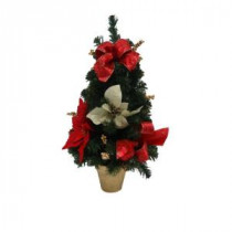 Home Accents Holiday 24 in. Unlit Artificial Red Poinsettia Tree-JFF001T 205919308