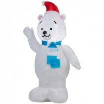 Home Accents Holiday 29.13 in. W x 14.57 in. D x 42.13 in. H Lighted Inflatable Outdoor Polar Bear-39416 206950486