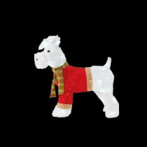 Home Accents Holiday 29.25 in. LED Lighted White Fuzzy Dog in Green Sweater and Holiday Scarf-TY094-1614-1 206954216