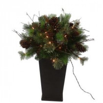 Home Accents Holiday 3 ft. Pre-Lit Mixed Pine Artificial Christmas Topiary Shrub with Clear Lights-PT24-98-50L 206768365