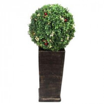 Home Accents Holiday 3.16 ft. Pre-Lit LED Boxwood Artificial Christmas Tree Topiary with 35 Battery-Operated Warm-White-CHZH3811647THC 206771173