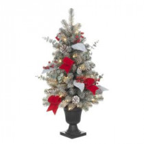 Home Accents Holiday 32 in. Pre-Lit Snowy Artificial Tree with 35 Clear UL Lights-2321780HD 206771250