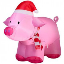 Home Accents Holiday 35.83 in. W x 26.77 in. D x 31.89 in. H Lighted Inflatable Outdoor Pig-36830 206950656