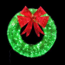 Home Accents Holiday 36 in. Green Tinsel Wreath with Twinkling Lights-W12L0568 205919416